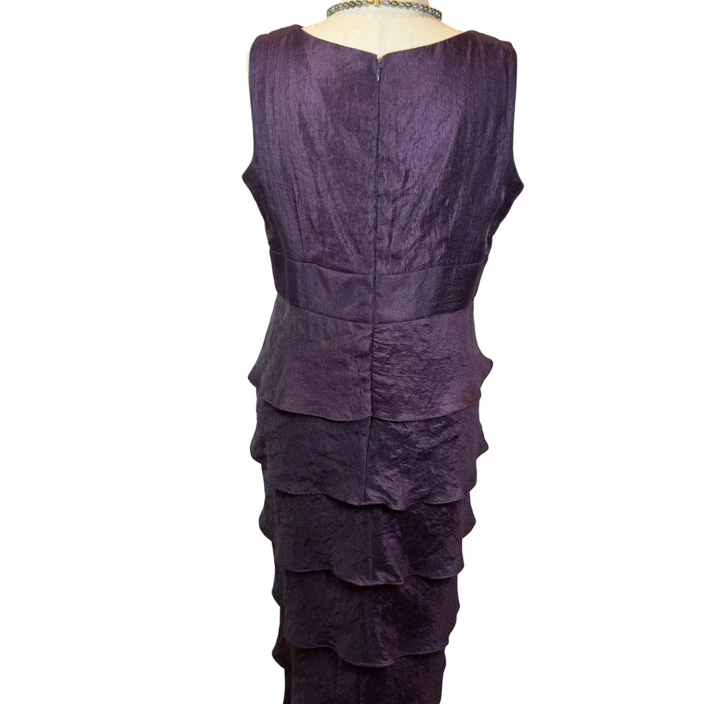 RM Richards Plum Formal Gown size 14 Sweetheart Tiered Ruffles Embellished Waist - Picture 5 of 11
